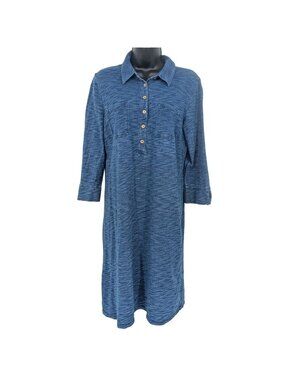 Talbots Midi Shirt Dress Polo Button Front Minimalist Coastal Old Money Large